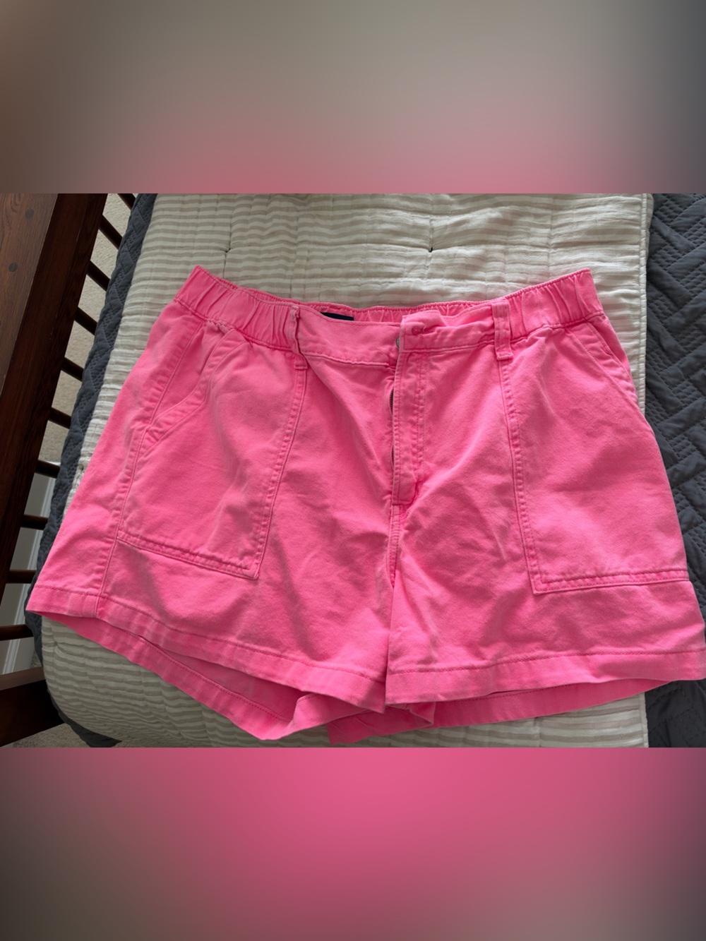GAP Bright Pink Elastic-Waist Bermuda Shorts